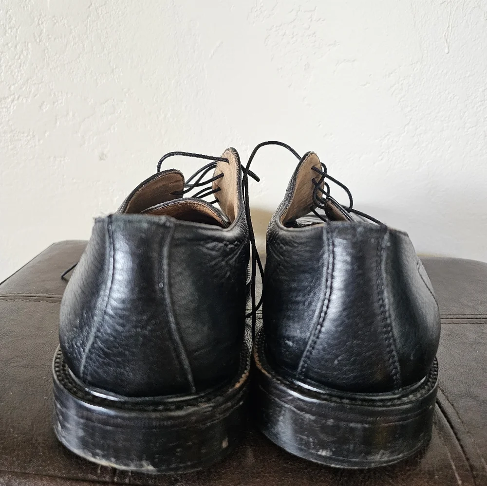 Belvedere Florence All Black Exotic‎ Leather Crocodile Oxford Shoes Sz 11.5M